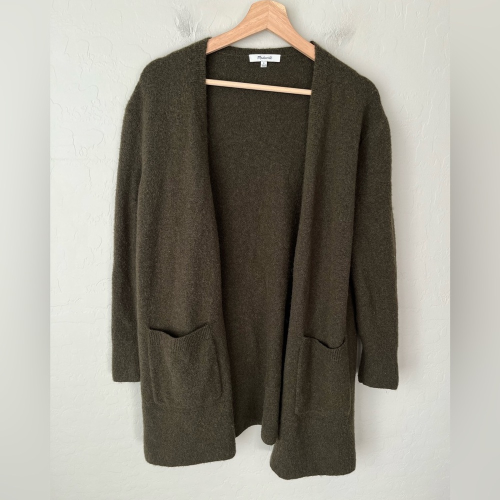 Madewell Kent cardigan sweater wool blend olive green small - Picture 4 of 10